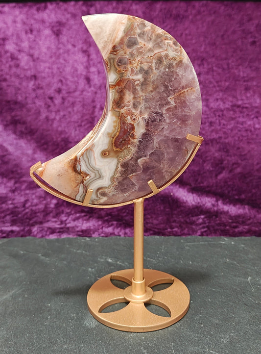 Crazy lace agate half moon back 