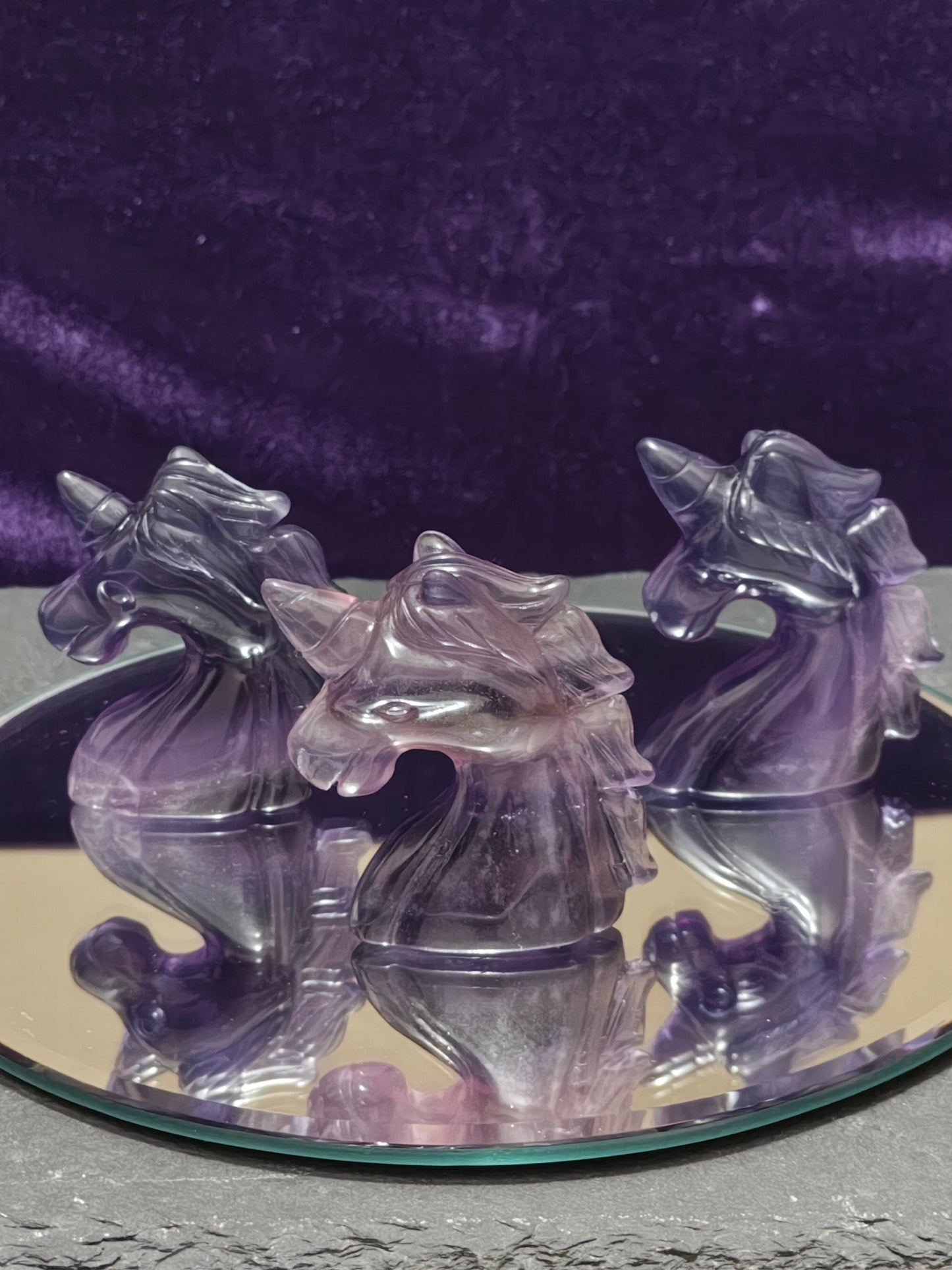 Purple Fluorite Unicorn Carving
