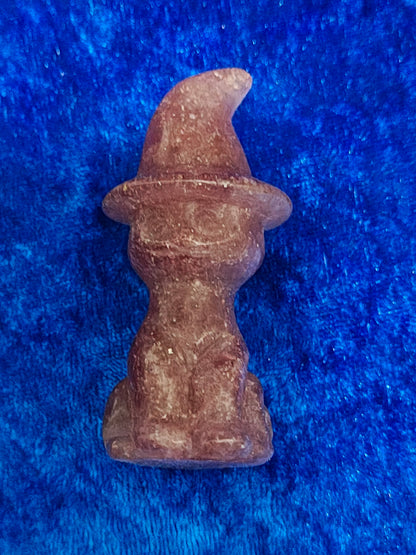 Witchy Cat Crystal Carving 2.5" | Rose Quartz, Strawberry Quartz & Opalite | Witch Gift for Cat Lovers