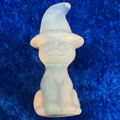 Opalite Witchy Cat Carving