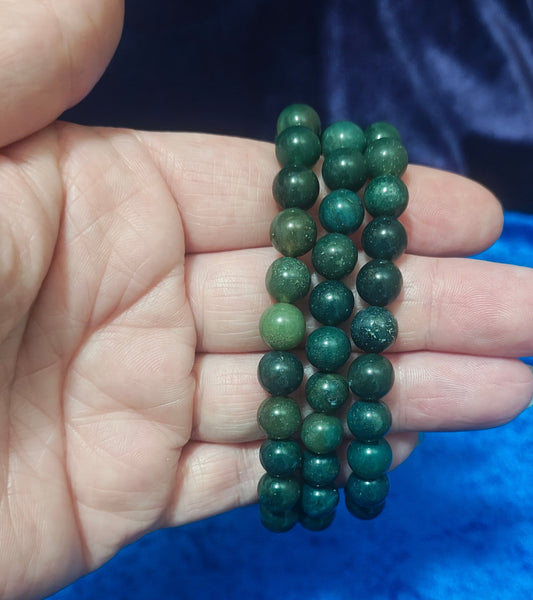 Moss Agate Bracelet 8mm | Abundance & New Beginnings Crystal Jewelry | Heart Chakra Stone