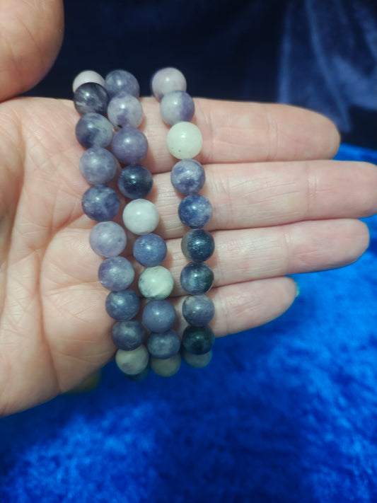 Lepidolite Bracelet 8mm | Anxiety Relief & Calm Crystal Jewelry | Crown & Heart Chakra Stone