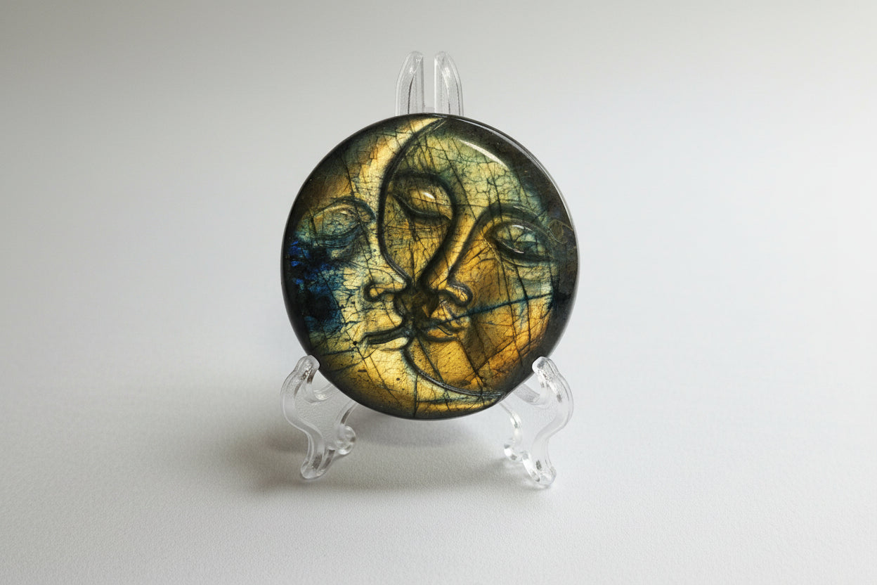 Labradorite Moon Face Carving