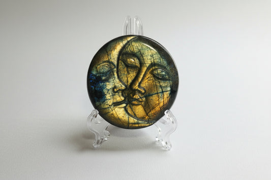 Labradorite Moon Face Carving