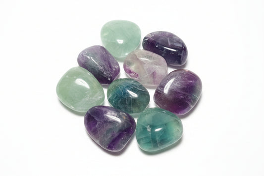 Rainbow Fluorite Tumbled Stones – Purple Green Crystal for Focus, Calm & Negative Energy Clearing