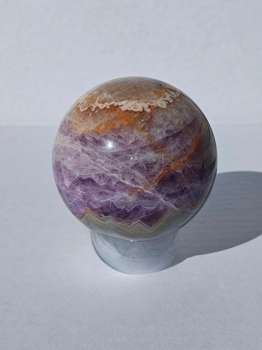 Amethyst & Crazy Lace Agate – Crystal Ball for Intuition, Dual Crystal for Calm, Clarity & Spiritual Protection