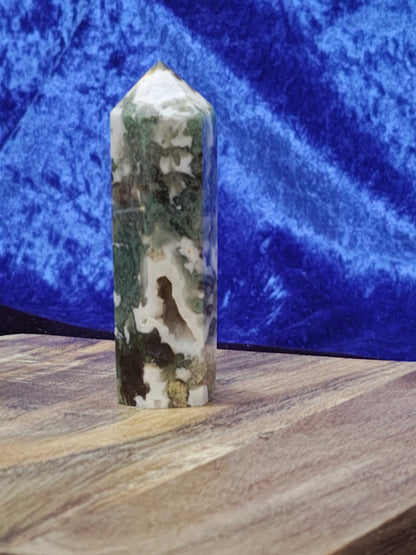 Moss Agate Tower – 3 Inches Tall - Stone of Mother Gaia for Abundance, New Beginnings, Business Success & Grounding